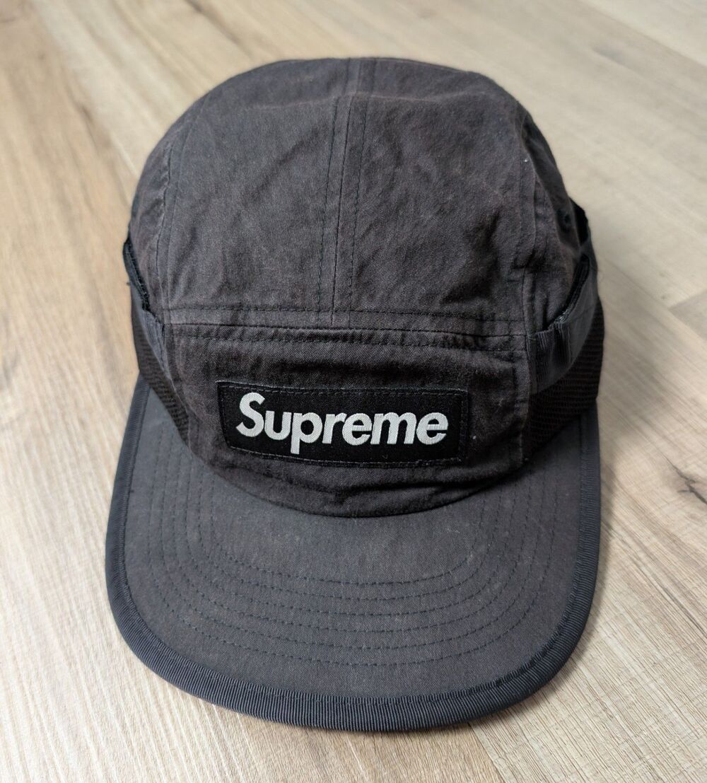 Supreme Mesh Pocket Camp Cap Black Box Logo Hat FW24 Techwear 5 Panel Gorpcore